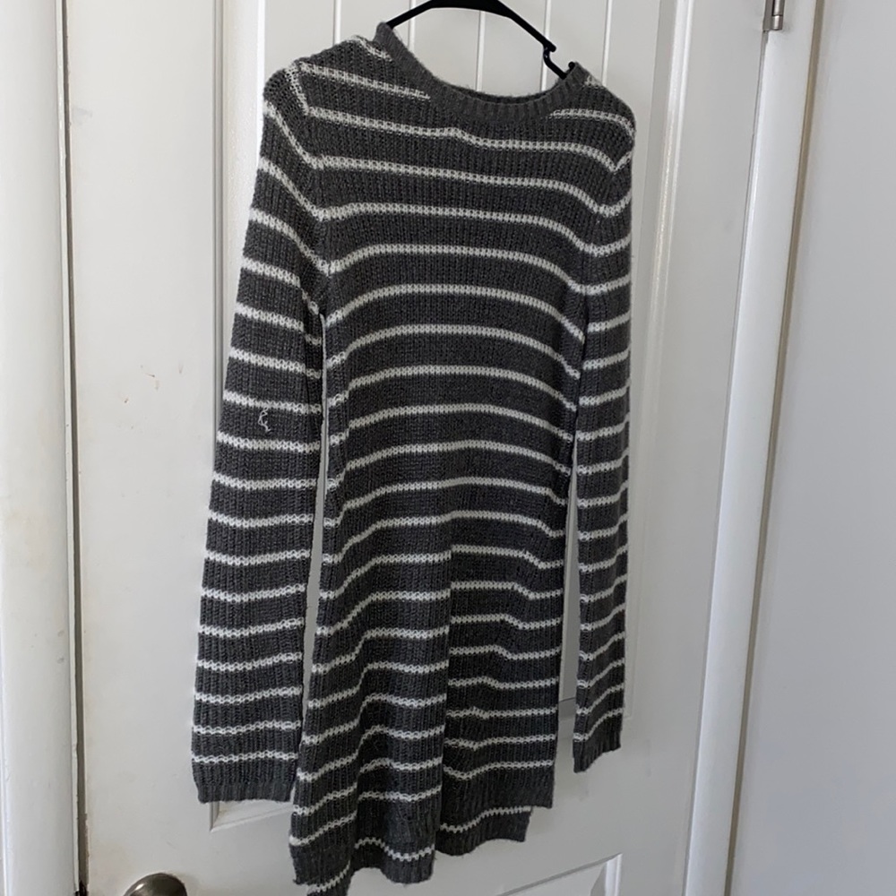 Gray/White Striped Sweater Dress NEVER WORN Size XS